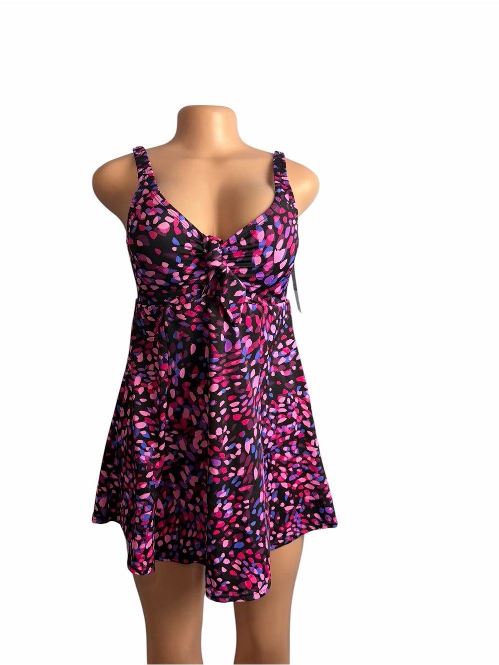 Swim Solutions Swim Dress Pink and Purple Multicolor Swimsuit - Picture 2 of 10